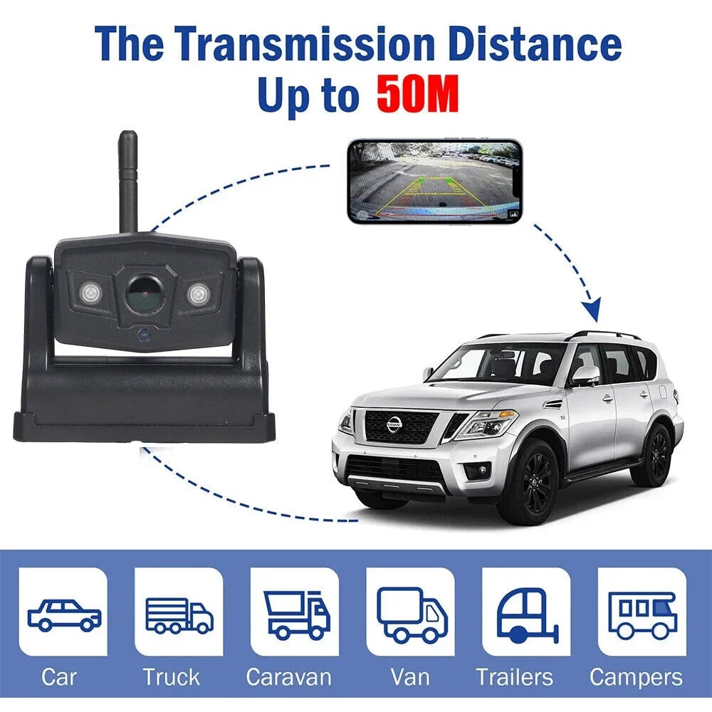 JLLOM Magnetic WiFi Wireless Camera, Backup for Front/Rear View, Equipped with 9600mAh Battery