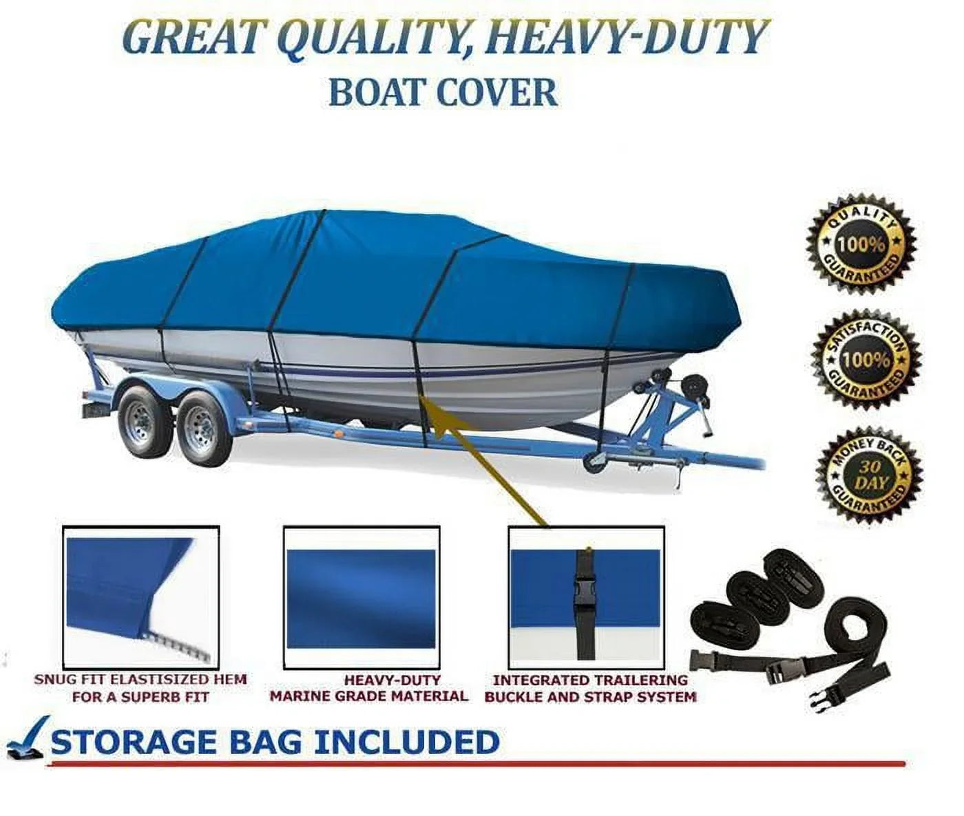 BLUE, GREAT QUALITY BOAT COVER Compatible for TRITON 1446 CRAPPIE 2004