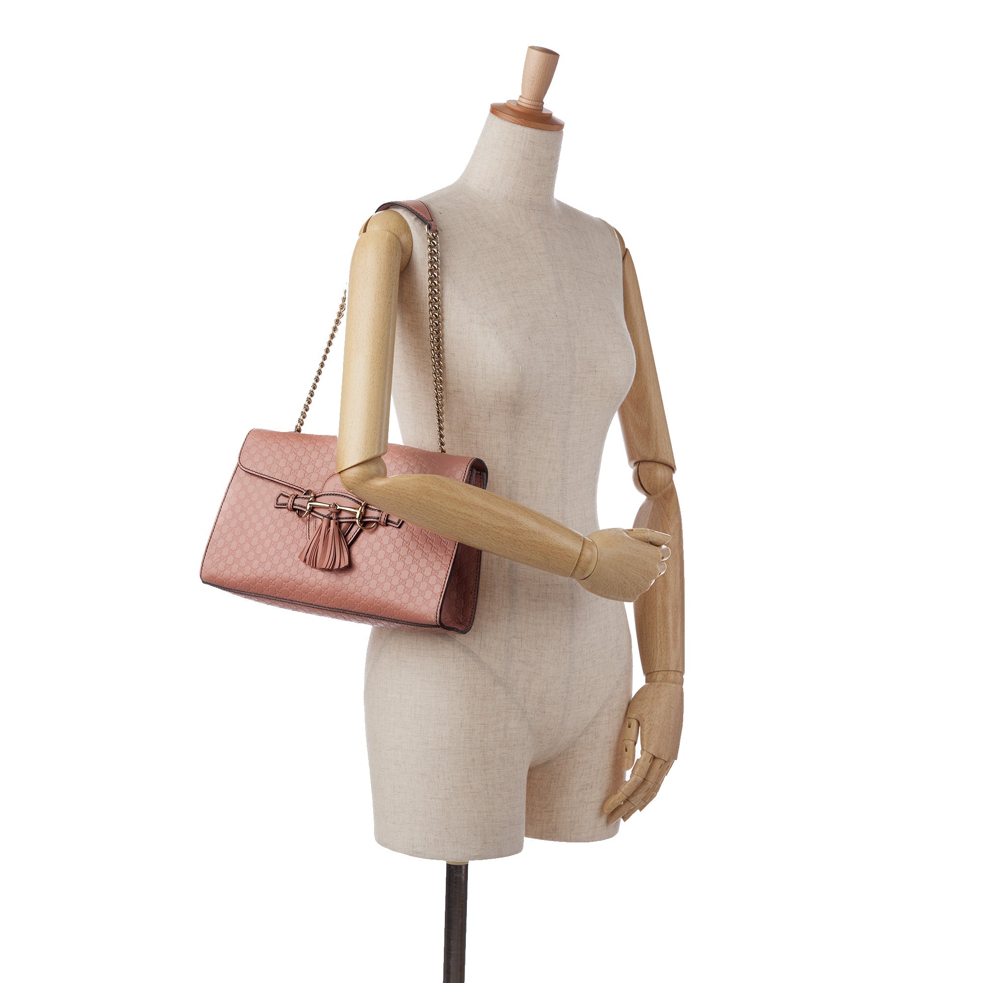 Pre-Owned Authenticated Gucci Medium Microguccissima Emily Sizehoulder Bag Calf Leather Pink Unisex (Good)