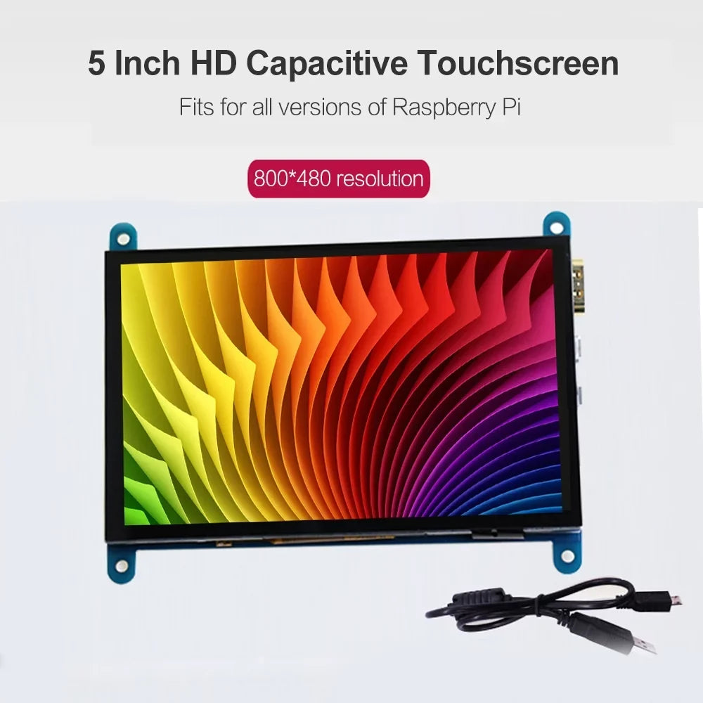 Htovila 5 Inch Capacitive Touchscreen Display 800*480 Resolution Sizemall Portable  with USizeB Interface Compatible with Raspberry Pi Educational Tool