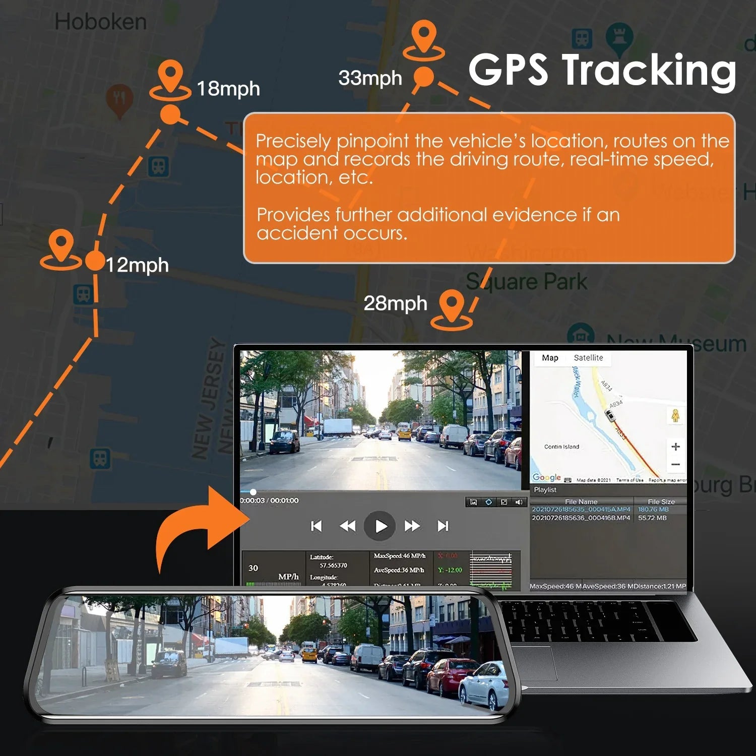 4K iMounTEK Car DVR 12in Dash Cam Camcorder Camera Recorder with 170° Angle Loop Recording Motion Detection Night Vision Voice Control APP Control G-sensor