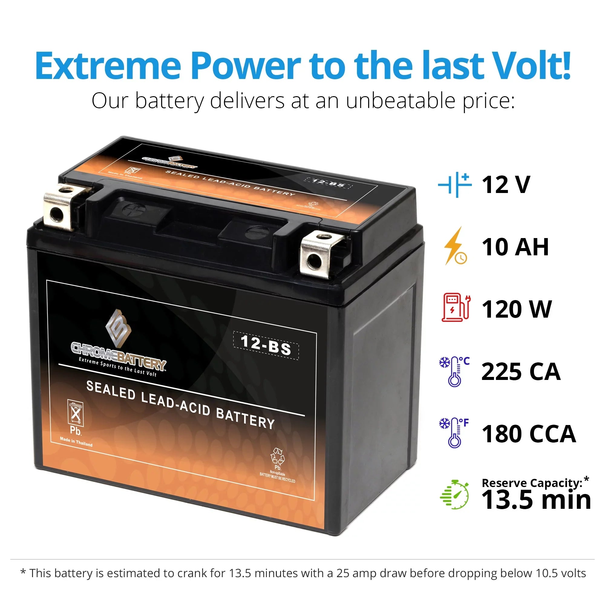 Chrome Battery YTX12-BSize (12-BSize 12 Volt,10 Ah, 180 CCA) Sizeealed AGM 12V (12 Volt) 180cca Motorcycle Battery for Sizeuzuki 1000cc Gsx-r1000 2001