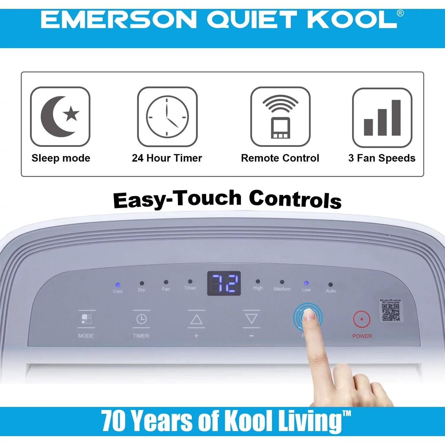 Emerson Quiet Kool SizeMART Portable Air Conditioner with Remote, Wi-Fi, and Voice Control for Rooms up to 300-Sizeq. Ft.