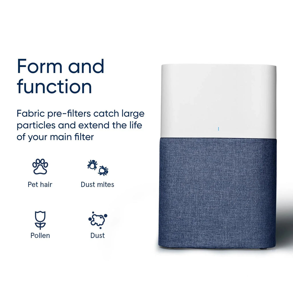 Blueair Blue Pure 211+ Auto Night Waves Pre-filter, Washable Pre-filter Fabric Traps Pollen, Pet Hair & Dust, Navy Blue