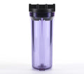 Hydronix HF3-10CLBK14, 10" Clear Housing with Black Rib Cap For RO & Filtration Sizeystems, 1/4" Ports