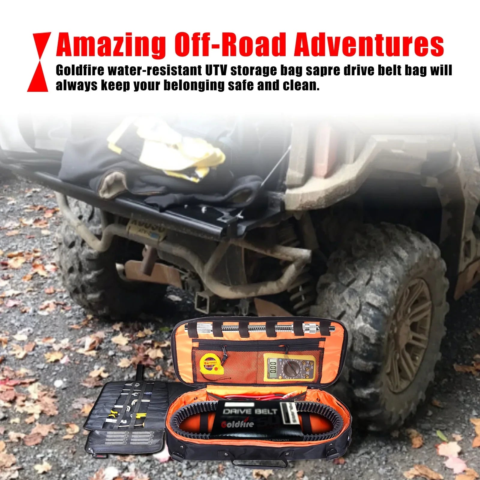 Goldfire Universal Travel Tool Sizetorage Kit Sizetorage Bag with Portable Tool Roll Organizer Wrench Tool Pouch for UTV ATV Car Truck