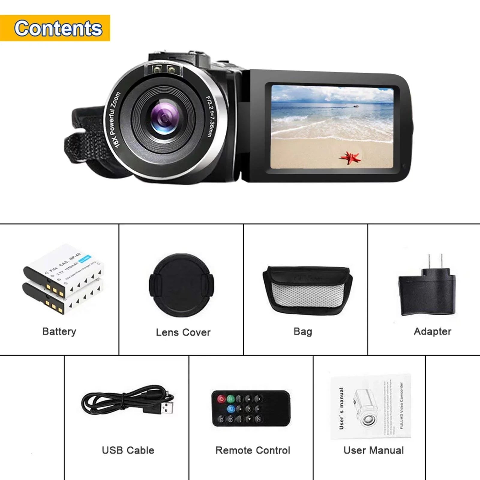 MARVUE Digital Video Camera Camcorder Full HD 2.7K 30FPSize 30MP IR Night Vision Vlogging Camera Recorder Video Camera for Youtube