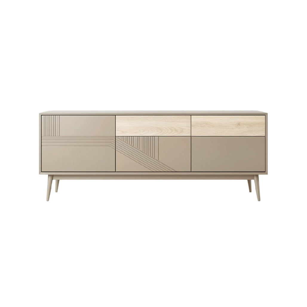 Modern Minimalist Wooden Sideboard with Geometric Patterns