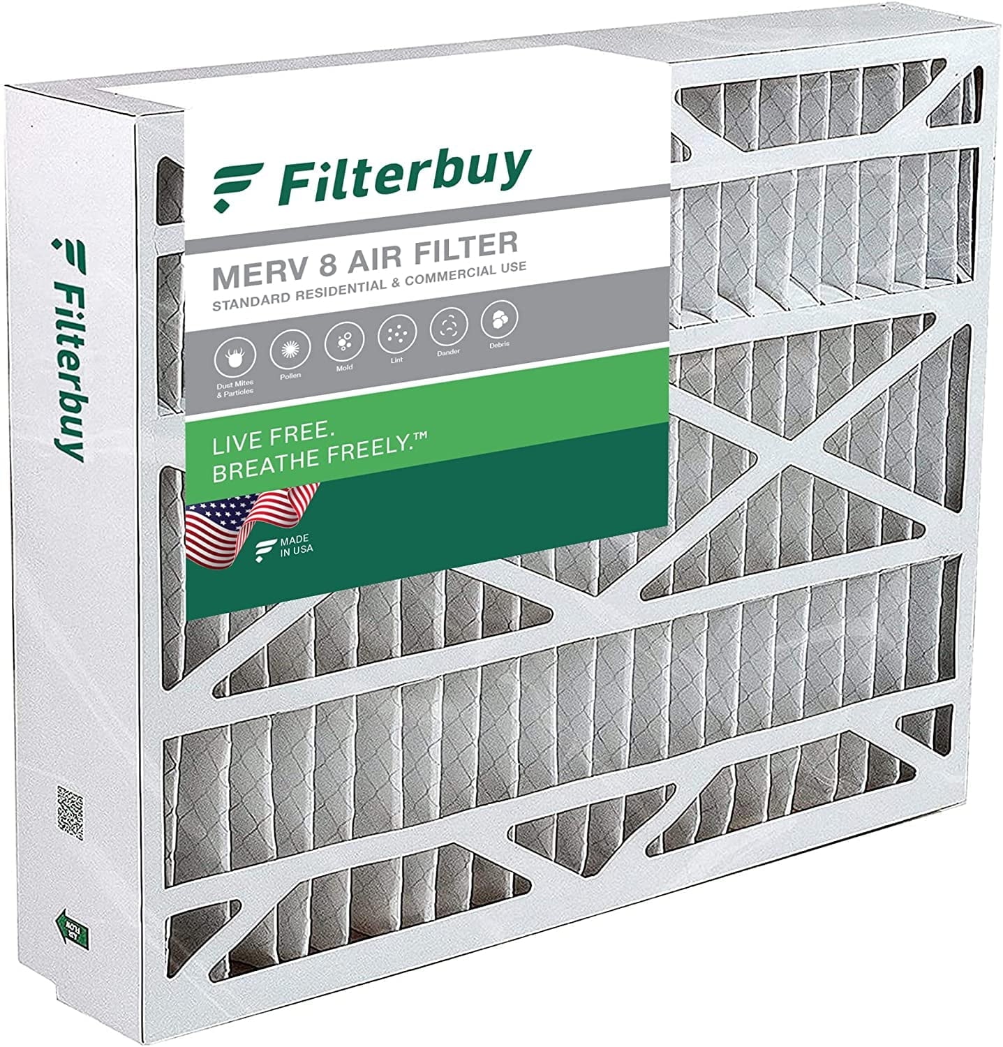 Filterbuy 24x25x5 MERV 8 Pleated HVAC AC Furnace Air Filters for Carrier FILXXCAR0024 (1-Pack)