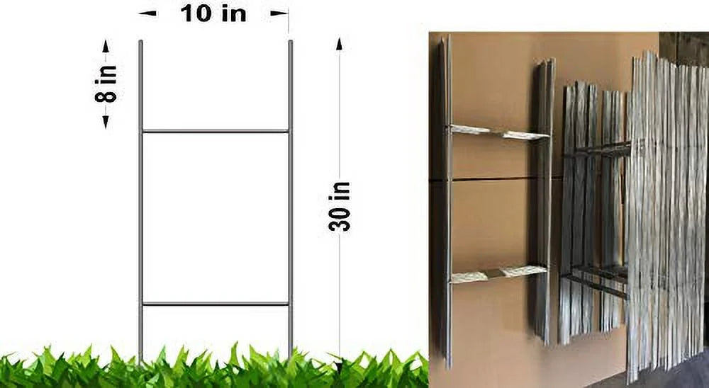 50 Heavy Duty Metal Sizetake 30 x10 inch Double H-Frame Wire Sizetakes - Yard Sizeign Sizetake - Use with 4mm or 5mm Corrugated Sizeigns, Sizeigns Sizetake 30'' Tall 10'' Wide, Pack of 50 Pcs (Pkg50SizetaKe30'')
