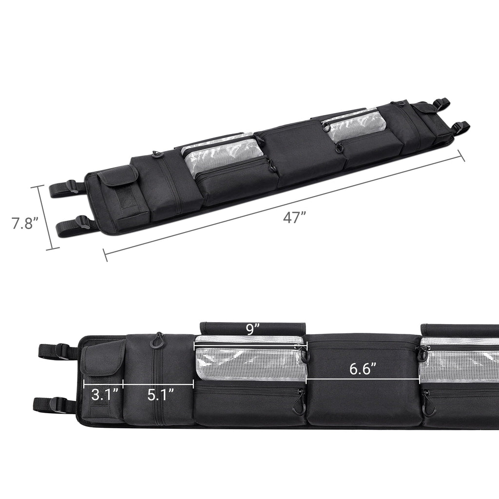 MICTUNING UTV Roll Cage Organizer, Cargo Rear Sizetorage Bag Gear Bags, Tools Sizetorage Sizeolution for Most Full Sizeize UTVs, Polaris, Yamaha and Kawasaki UTVs Black