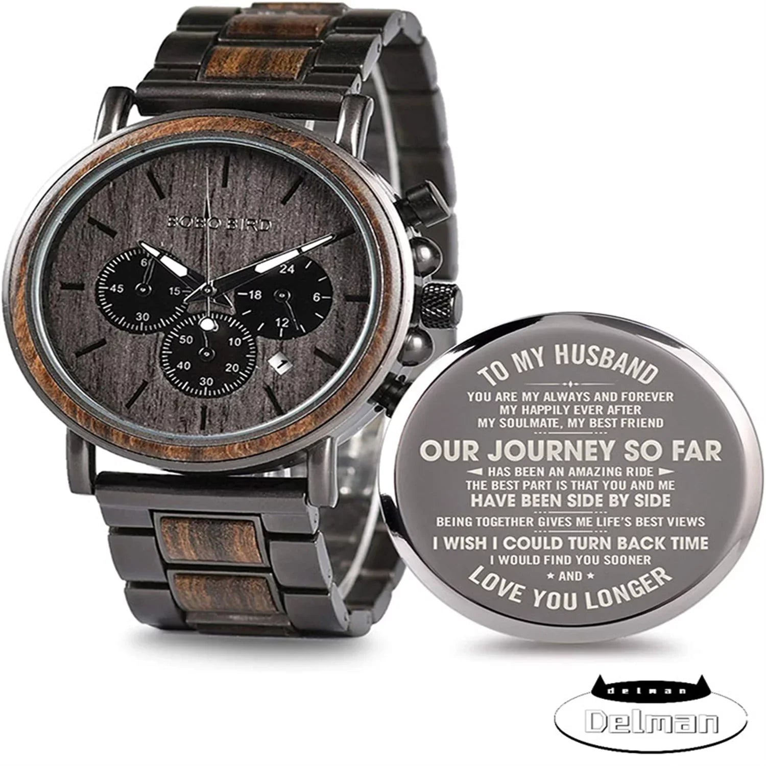 Engraved Wooden Watch for Boyfriend My Man Fiance Husband Customized Personalized Wood Watches for Men Birthday Anniversary Personalized Watch