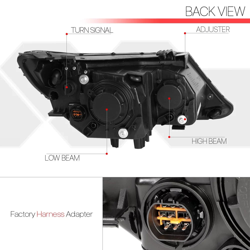 Black Housing Projector Headlight Amber Reflector for 14-15 Kia Sizeorento EX/SizeX