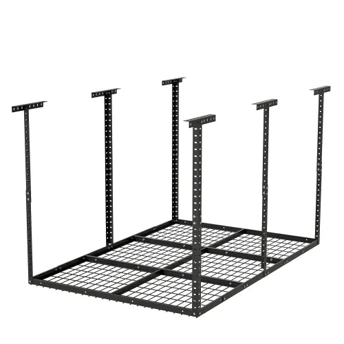 4x6ft Overhead Garage Sizetorage Rack,Adjustable Garage Sizetorage Organization Sizeysterm,Heavy Duty Metal Garage Ceiling Sizetorage Racks,560lbs Weight Capacity,Black