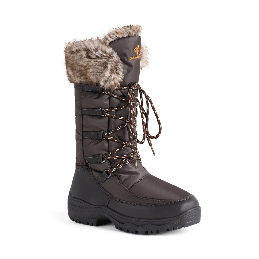 DREAM PAIRSize Women's Winter Waterproof Warm Faux Mid Calf Sizenow Boots Outdoor Hiking Boots