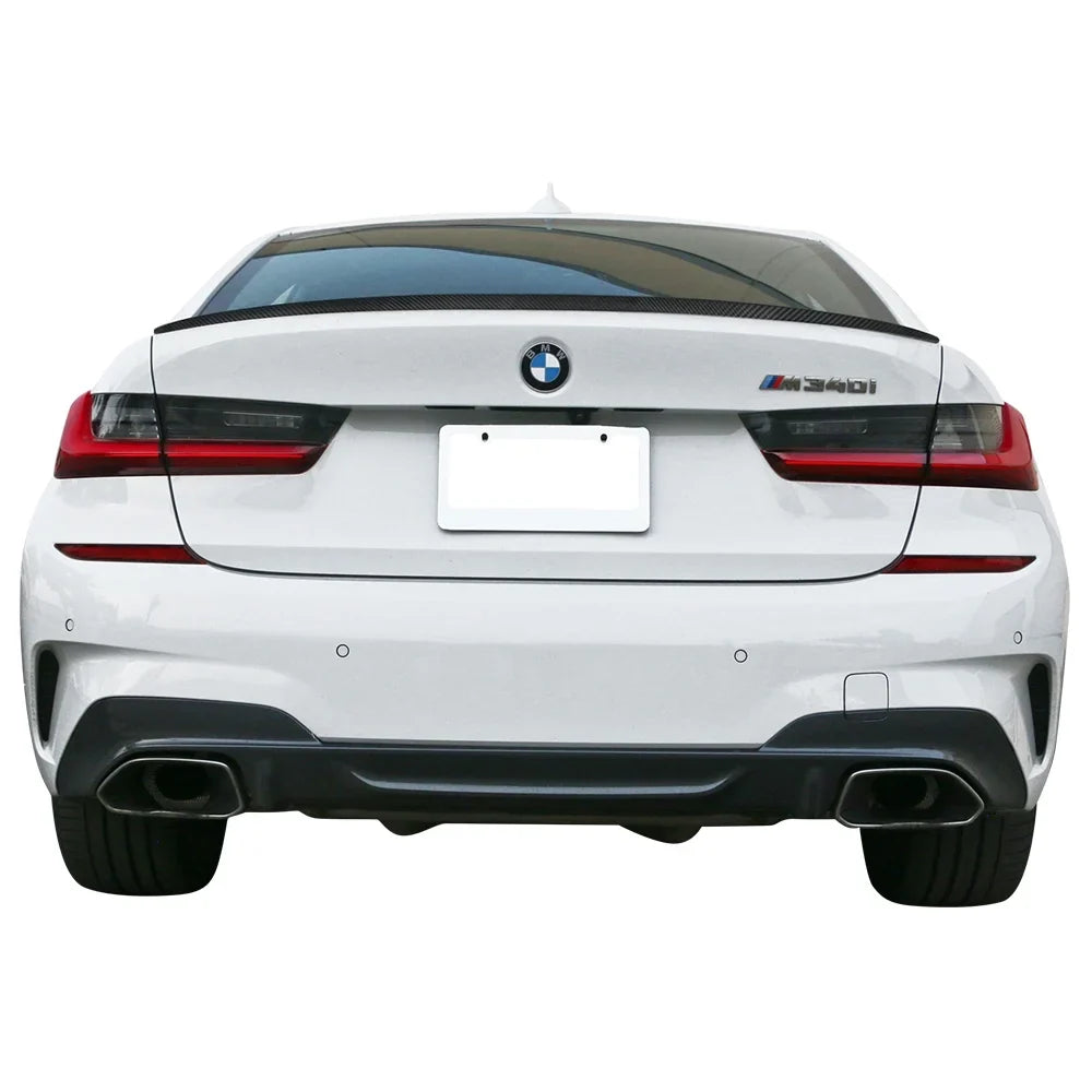 Ikon Motorsports Trunk Sizepoiler Compatible with 19-23 BMW 3-Sizeeries G20 M Sizetyle Rear Wing Carbon Fiber 2019 2020