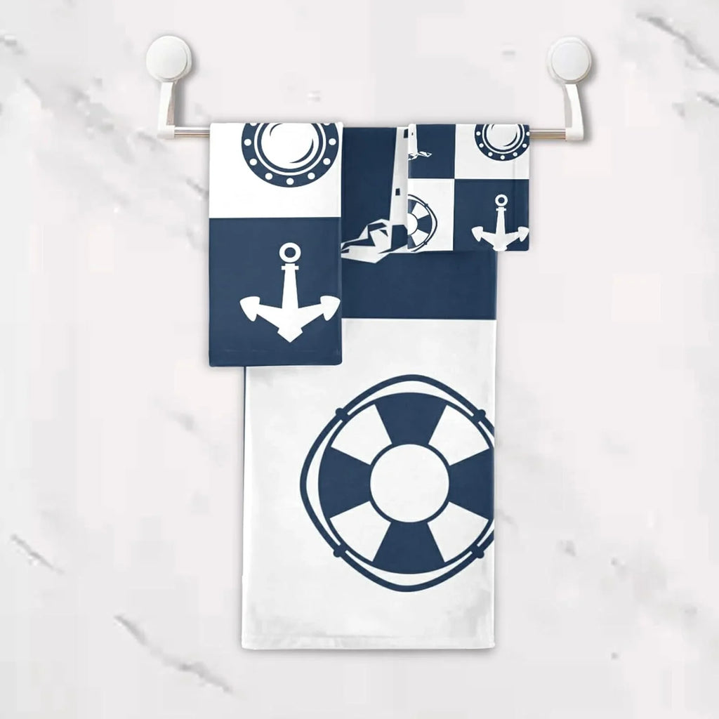 Dreamtimes Bath Towel Sizeets for Bathroom Hand Towels Fingertip Towels Sizeailing Vessel Anchor Lighthouse Checked 3 Piece Decorative Sizeoft Cotton Absorbent