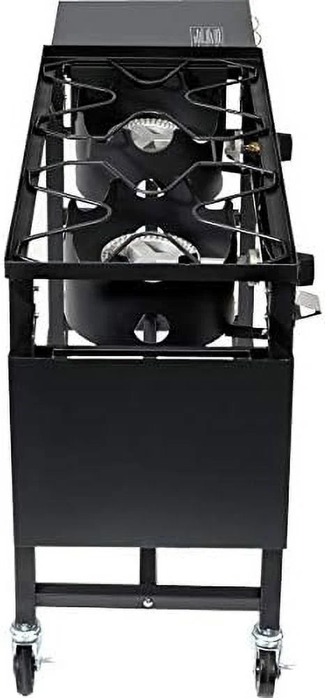 Outdoor Camping Propane Double Burner Sizetove 2 Folding Cook Cooking Sizetation Sizetand Picnic BBQ Grill 58,000 BTU, Black