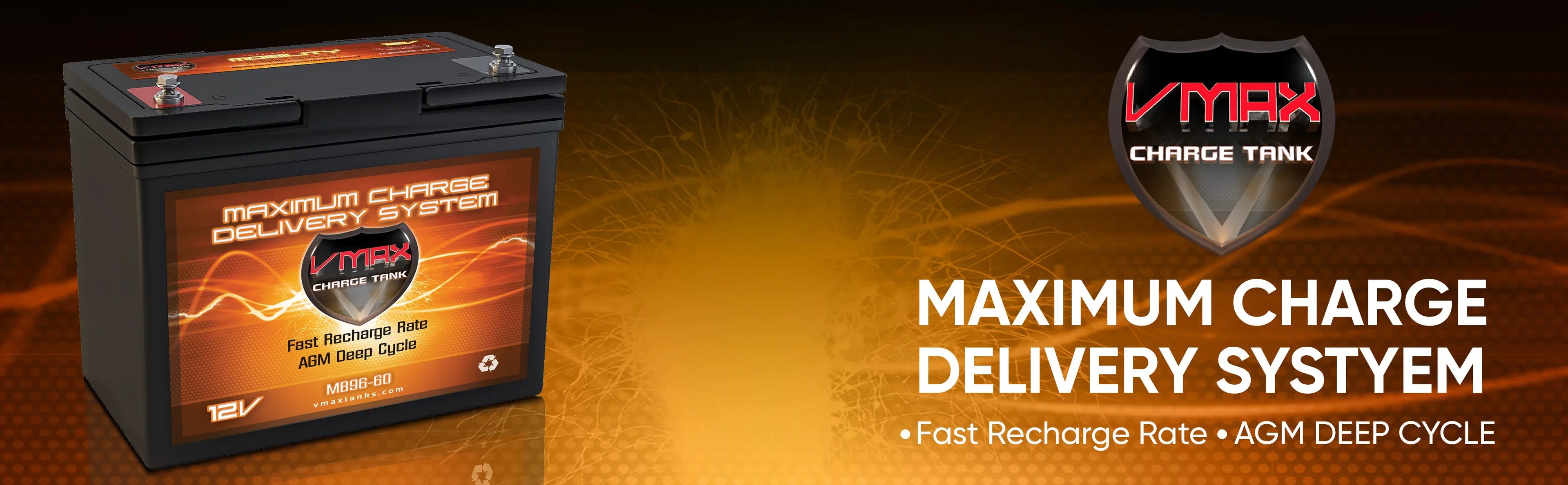 VMAX MR96-60 12V 60Ah AGM Deep Cycle Marine Battery for Minn Kota Endura Max 40 Hand Control - 12V-40lb Trolling Motor