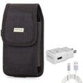 6ft USizeB Cable Type-C Fast Home Charger w Holster Rugged Case Belt Clip for Xiaomi Redmi Note 7 10 Pro, Mi 9T - ZTE Blade Z Max X1 5G 10, Axon 10 Pro, 11 Prime 2Size