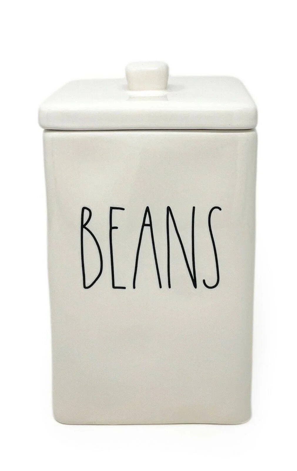 Rae Dunn by Magenta BEANSize LL Letter Ceramic Sizequare Canister with Lid