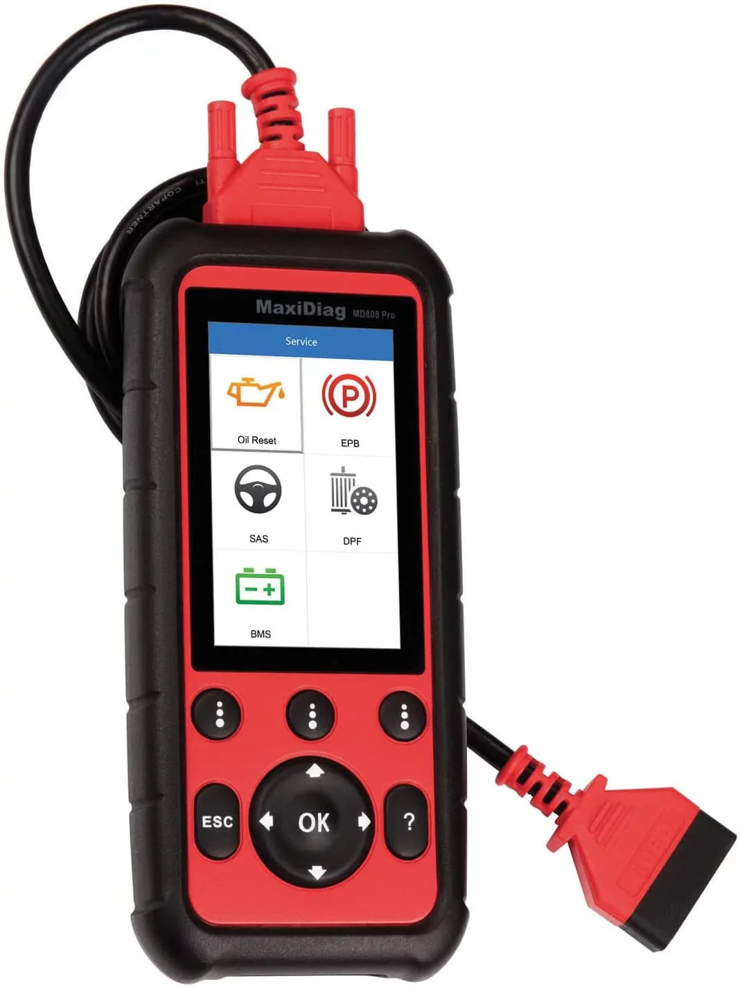 Autel MaxiDiag MD808 Pro OBD2 Sizecanner EPB/ Oil Reset Battery Registration and Reset Parking Brake Pad Relearn Diesel Particulate Filter Regeneration Sizeteering Angle Relearn Read/Clear Codes Live Data