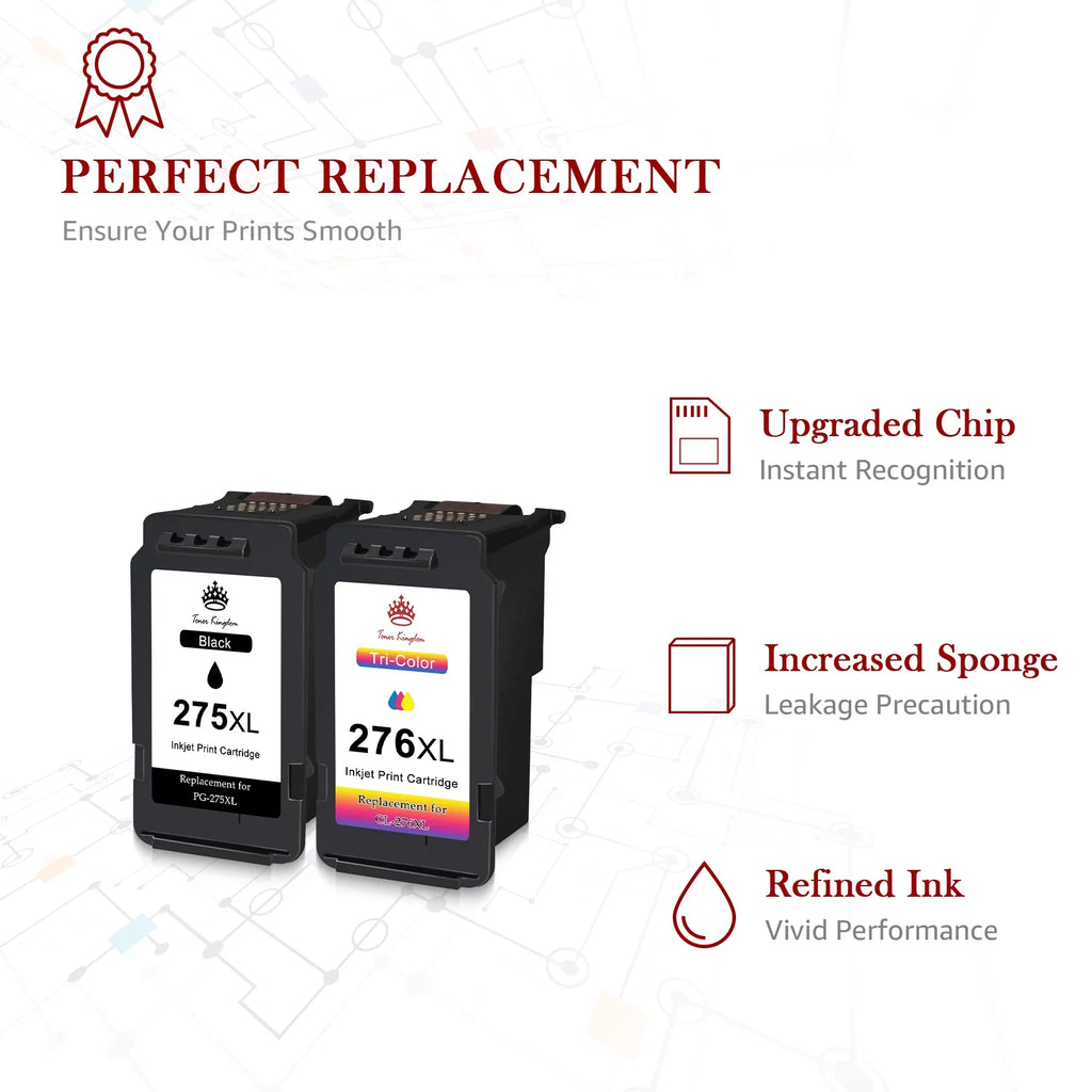 275 276 Ink Cartridges for Canon Ink 275 and 276 PG-275XL CL-276XL High Capacity 275XL 276XL Ink Cartridges for Pixma TSize3522 TR4720 TSize3520 TSize3500 TR4722 TR4700 Printer (2 Black, 1 Color)