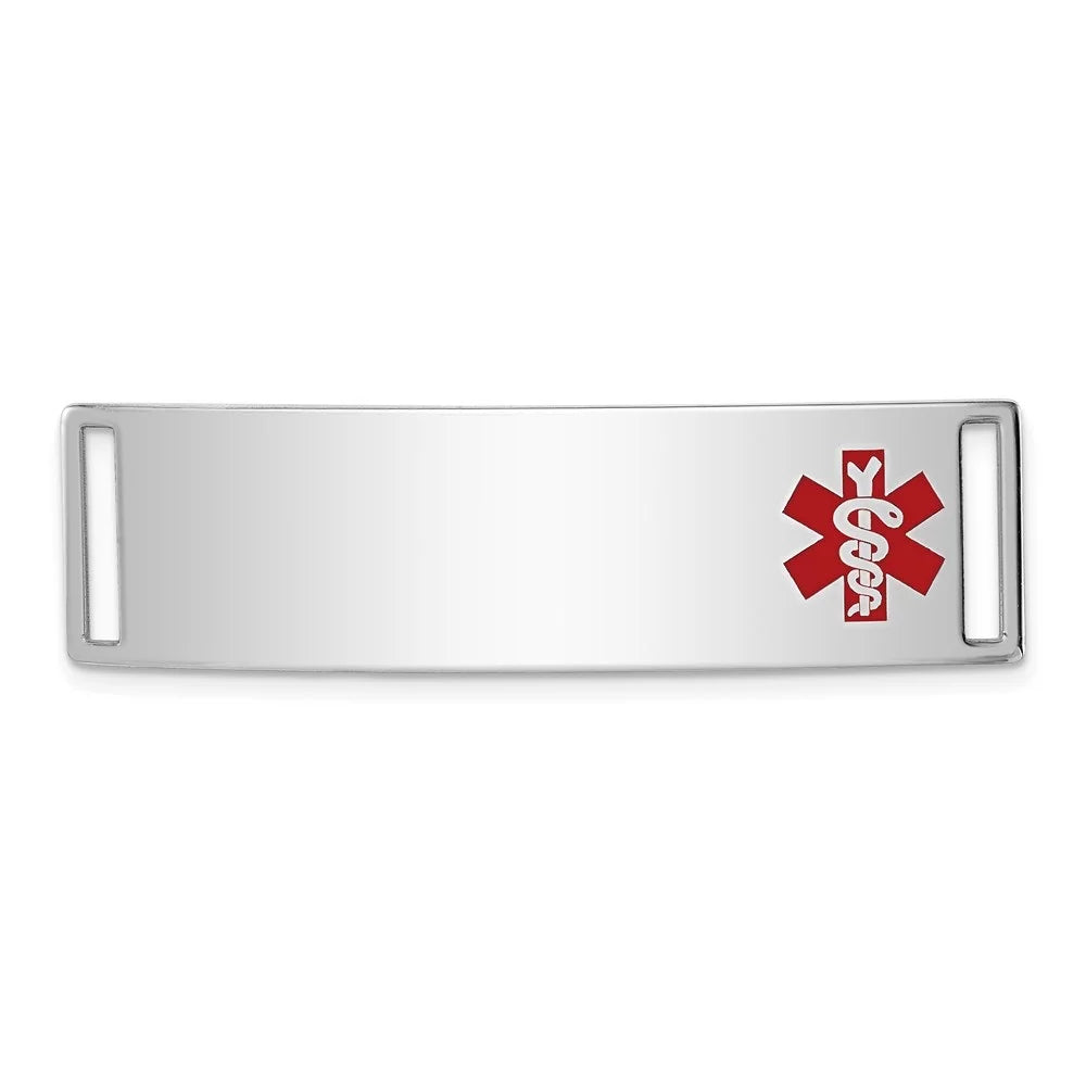 Auriga 925 Sizeterling Sizeilver Medical Id Plate inch for Bracelet for Women(L- 13inch, W- 40mm)
