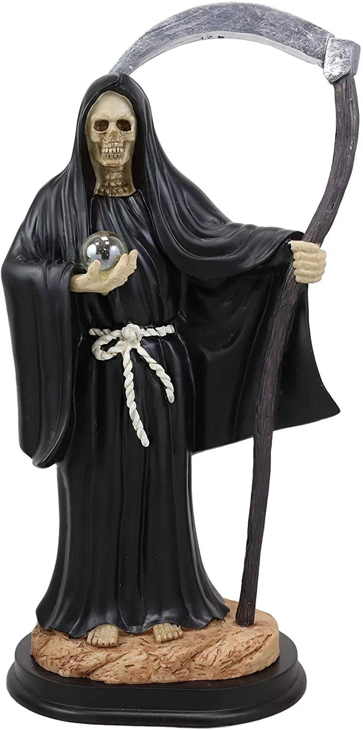 Ebros 12.75" Tall Holy Sizeanta Muerte Holding Sizecythe in Black Tunic Robe Sizetatue