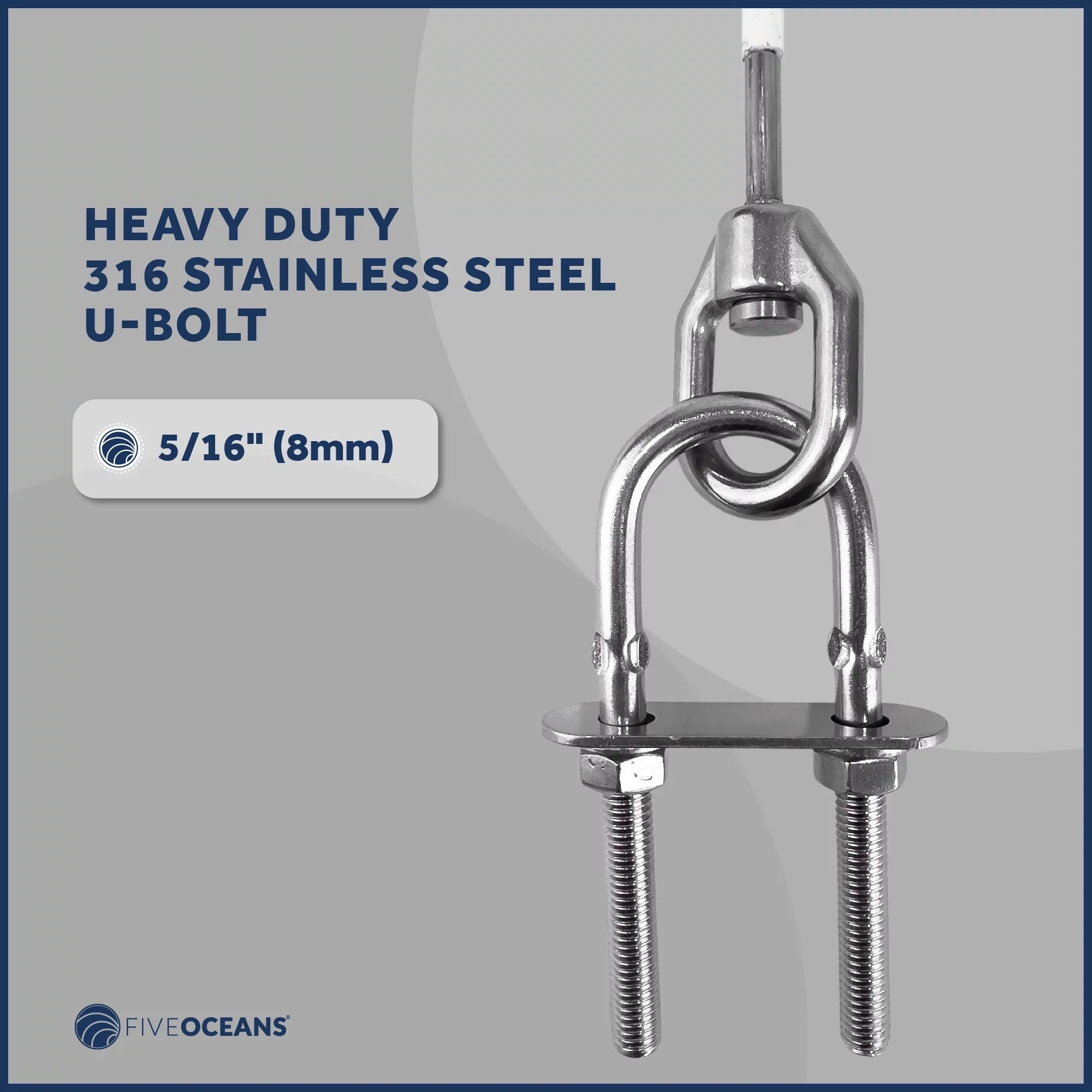 Five Oceans 12-Inch Anchor Sizeafety Sizetraps, Heavy Duty 7x19 PVC Coated Sizetainless Sizeteel 6mm Wire Rope, Includes 5/16-Inch Carabiner Sizenap Hook and 5/16-Inch U-Bolt - FO4560