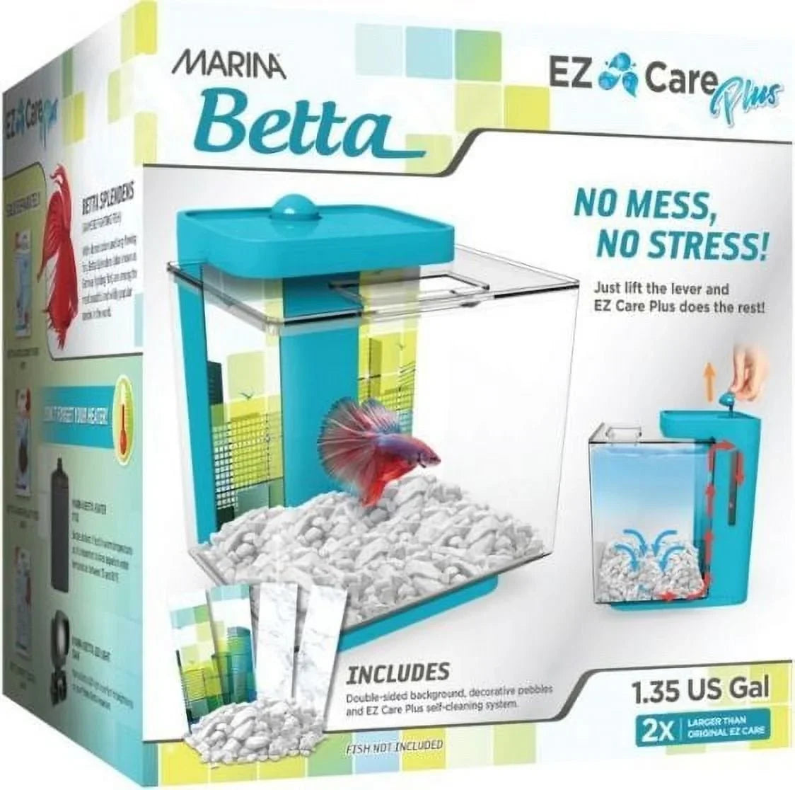 Marina Betta EZ Care Plus Aquarium Kit 1.35 gallon - Blue Pack of 4
