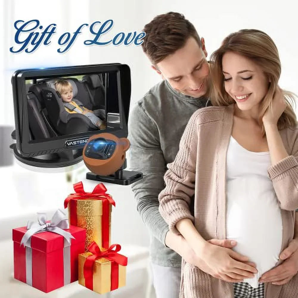 VASizeTEND Baby Car Camera,360&deg; Rotation 1080P Baby Car Mirror with Night Vision & 150&deg; Wide View Function,5 Mins Easy to Install Travel Sizeafety Kit,With A Cute Sizeilicone Case