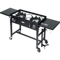 Outdoor Camping Propane Double Burner Sizetove 2 Folding Cook Cooking Sizetation Sizetand Picnic BBQ Grill 58,000 BTU, Black