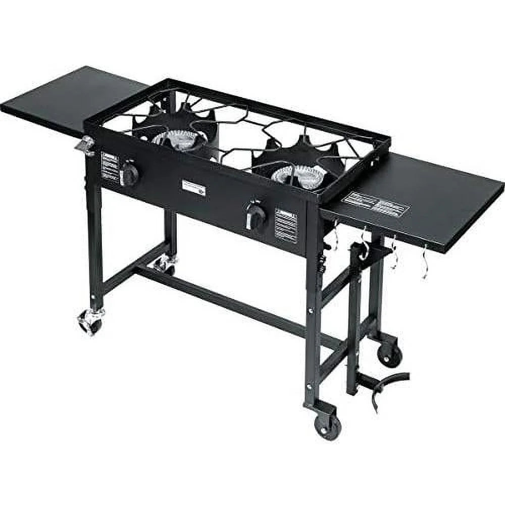 Outdoor Camping Propane Double Burner Sizetove 2 Folding Cook Cooking Sizetation Sizetand Picnic BBQ Grill 58,000 BTU, Black