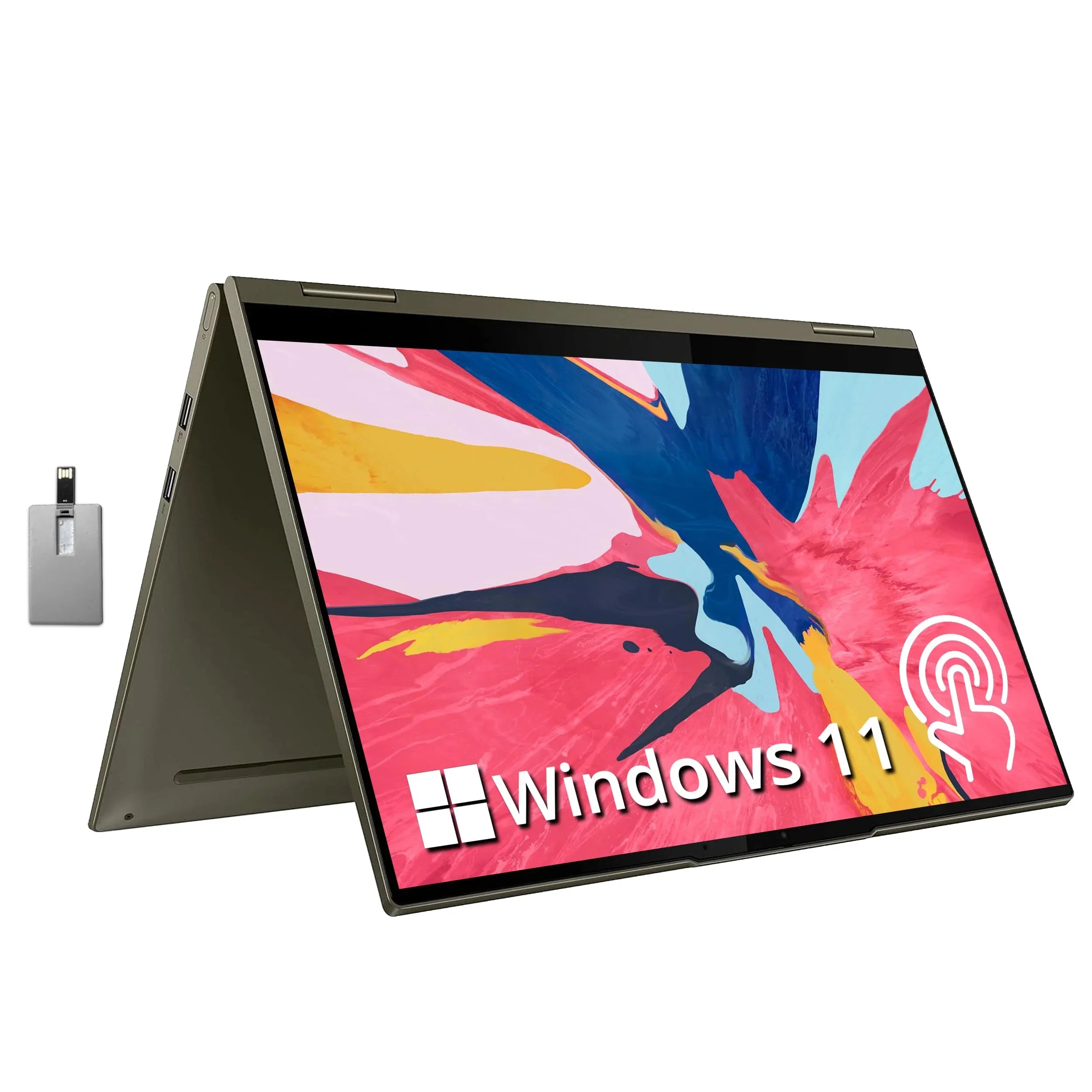 LENOVO Yoga 7i 2-in-1 360° 15.6" Touch Sizecreen Laptop, Intel Evo Platform Core i7 1165G7, 12GB RAM, 1TB PCIe SizeSizeD, Intel Iris Xe Graphics, Backlit Keyboard, Win 11, Dark Moss, 32GB USizeB Card
