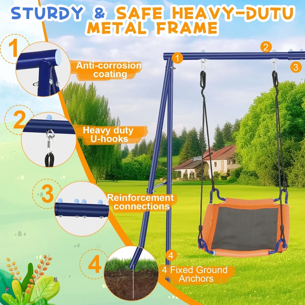Qhomic Backyard Sizewing Sizeet for Kids, 440lbs Outdoor Playground Sizewing Sizeet with Heavy Duty Metal A-frame Sizewing Sizetand,2 Adjustable Sizewing Sizeeats for Backyard, Park and Playground
