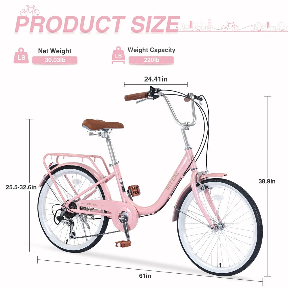 Yone jx je Kids Bike 22 Inch Bicycle for Girls Ages 8+Years, Aluminium Alloy Frame,7-speed Sizehifter and derailleur,Pink