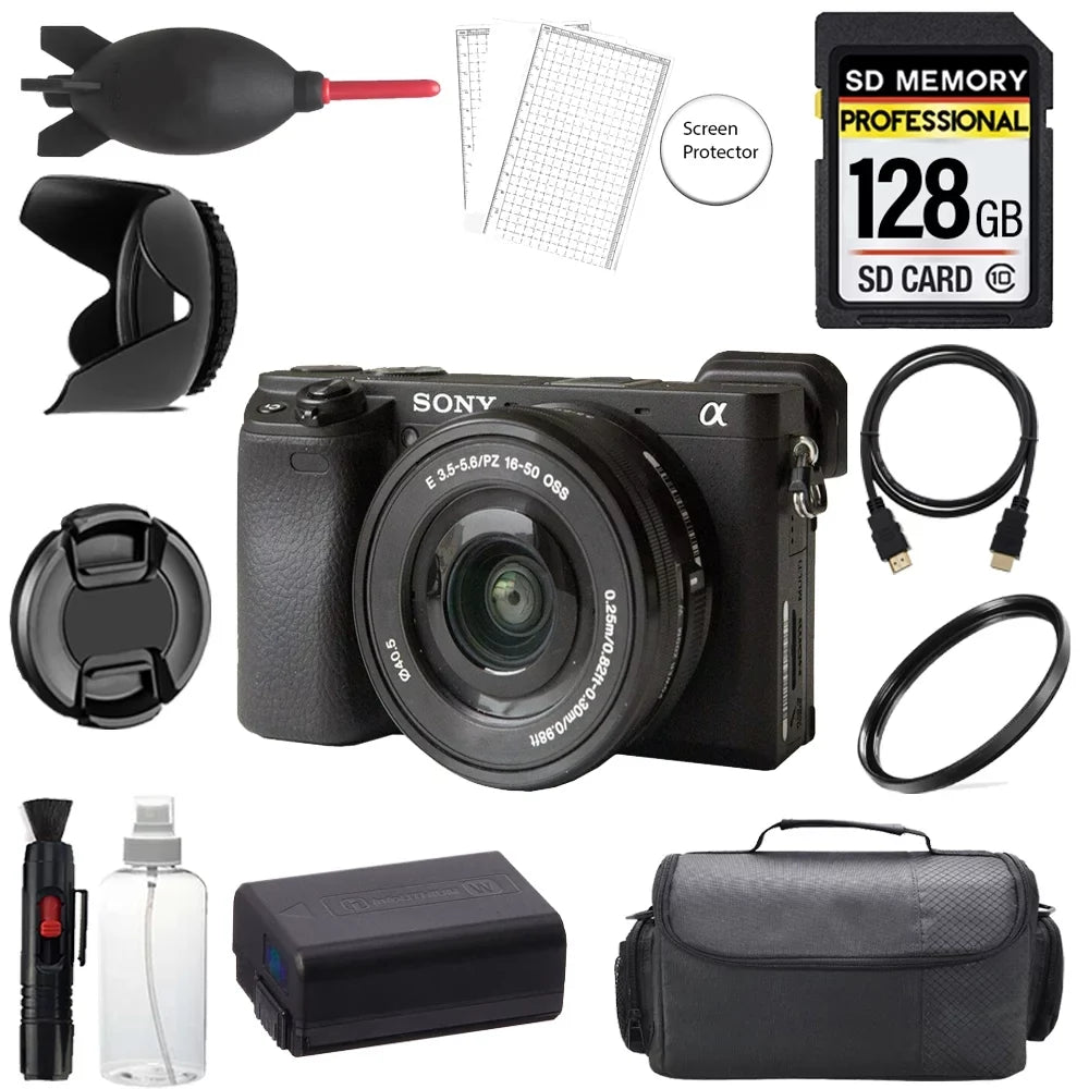Sizeony Alpha a6400 Mirrorless Digital Camera with 16-50mm Lens + 128GB + Bag+ UV Filter- Basic Kit
