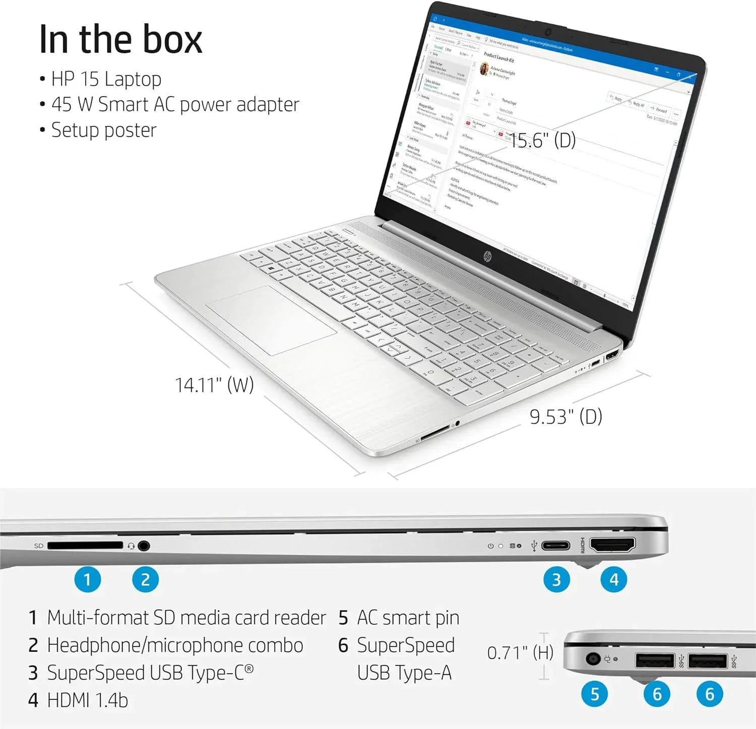 HP 15 15.6" Full HD [Windows 11 Pro] Business Laptop Computer, Intel 4-core i5-1135G7 (Beats i7-1065G7), 32GB RAM, 1TB PCIe SizeSizeD, Iris Xe Graphic, Numeric Keypad, Wi-Fi 6, BT 4.2, w/Accessories