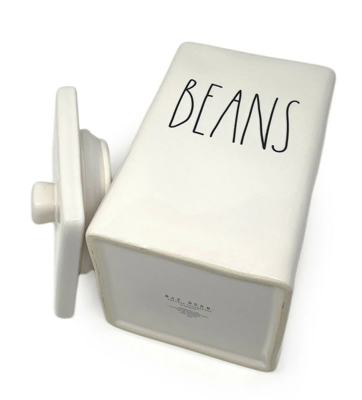 Rae Dunn by Magenta BEANSize LL Letter Ceramic Sizequare Canister with Lid