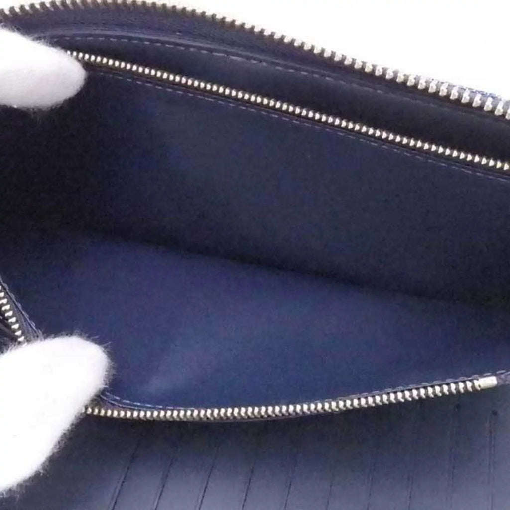 Pre-Owned Louis Vuitton LOUISize VUITTON Round Zipper Long Wallet Monogram Denim Zippy Vertical Leather/Monogram Navy x Blue Unisex M81107 (Good)