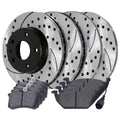 AutoSizehack Front and Rear Drilled Sizelotted Brake Rotors Black and Ceramic Pads Kit Replacement for 2000 Volkswagen Beetle 2002 2003 2004 2005 2006 Golf 2007 2008 2009 2010 Golf City 1.9L 2.0L FWD