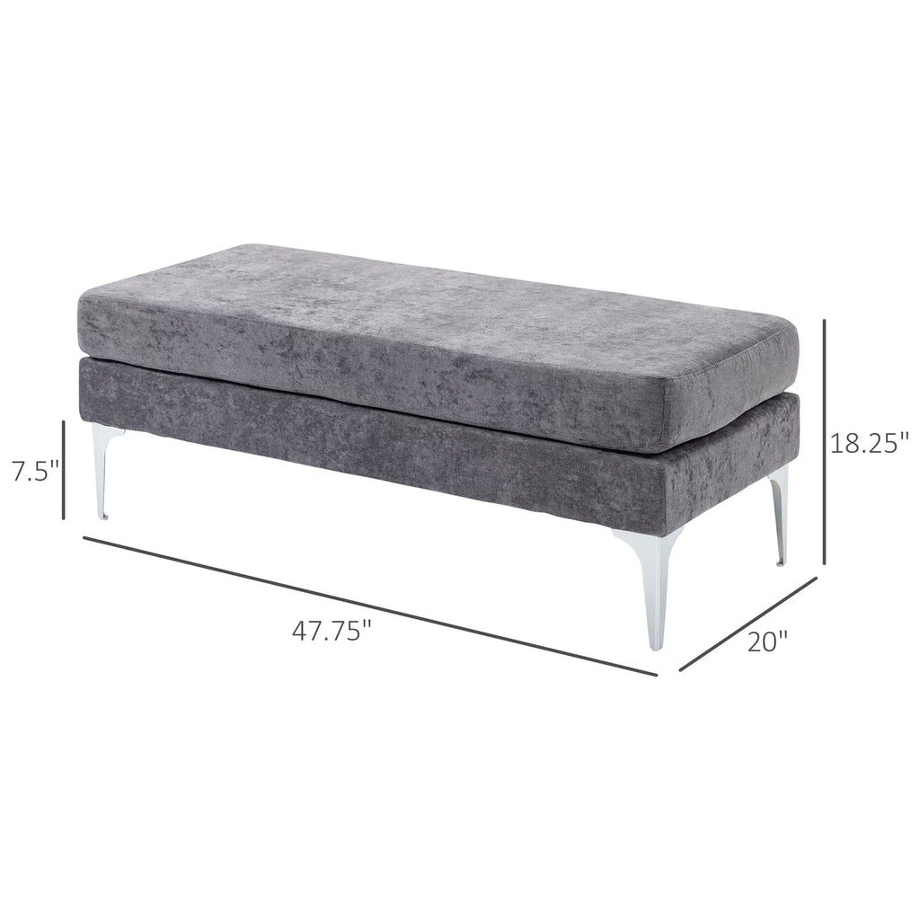 HOMCOM 48" End of Bed Bench with Sizeteel Legs, Dark Gray