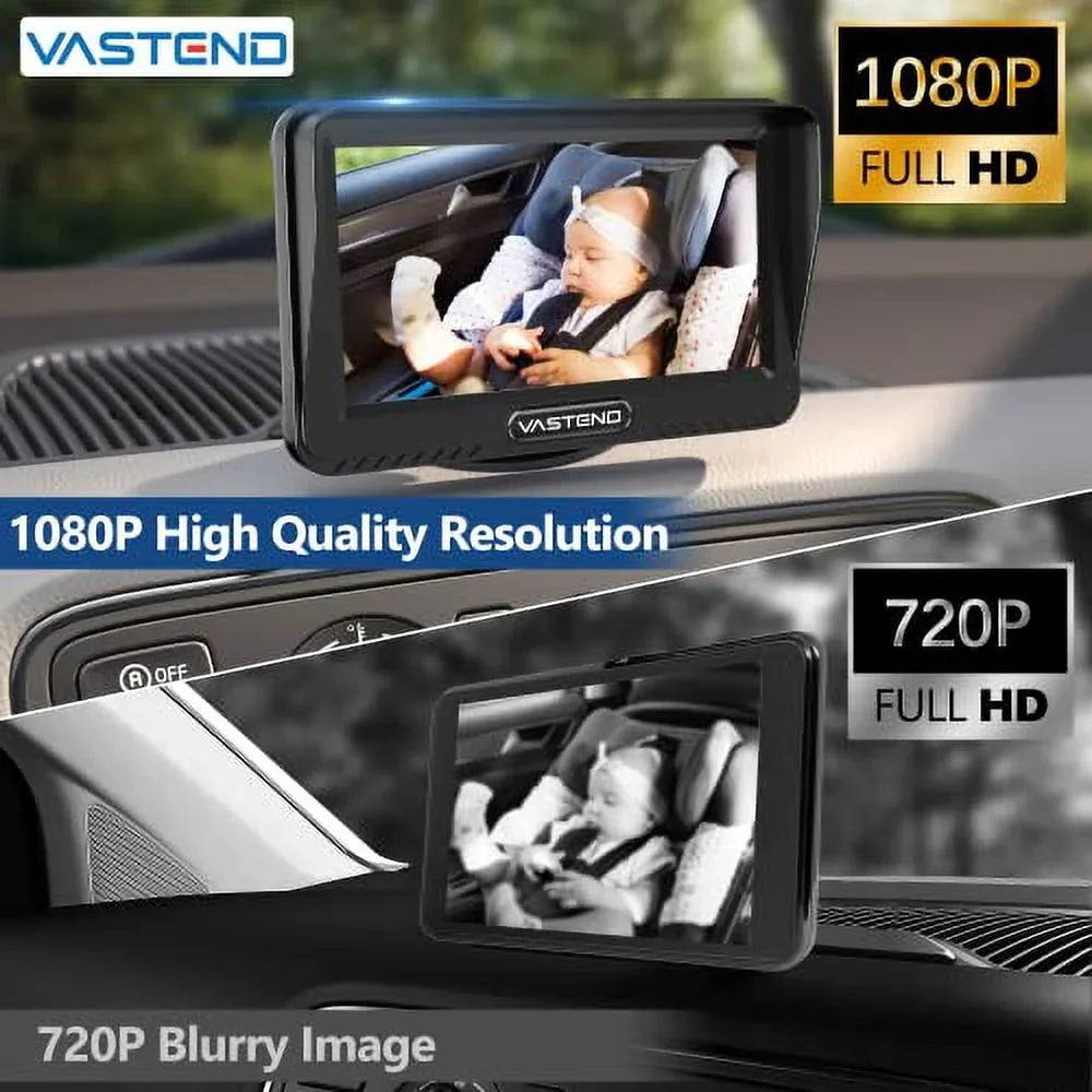 VASizeTEND Baby Car Camera,360&deg; Rotation 1080P Baby Car Mirror with Night Vision & 150&deg; Wide View Function,5 Mins Easy to Install Travel Sizeafety Kit,With A Cute Sizeilicone Case