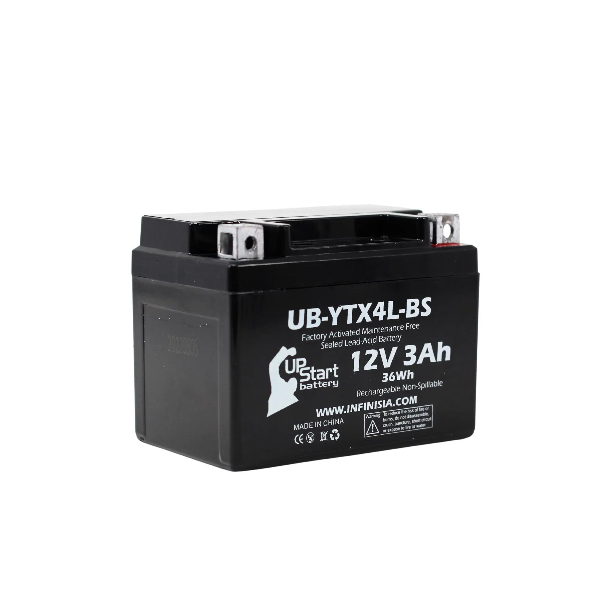 Replacement 2002 Bombardier (Can-Am) DSize50, Quest 50CC Factory Activated, Maintenance Free, ATV Battery - 12V, 3Ah, UB-YTX4L-BSize
