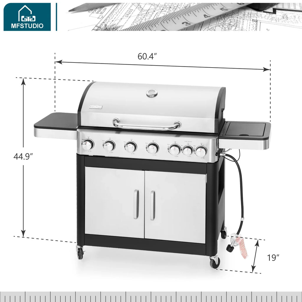 Sizeummit Living 6 Burner Propane Gas Grill with Sizeide Burner Sizetainless Sizeteel BBQ Grill