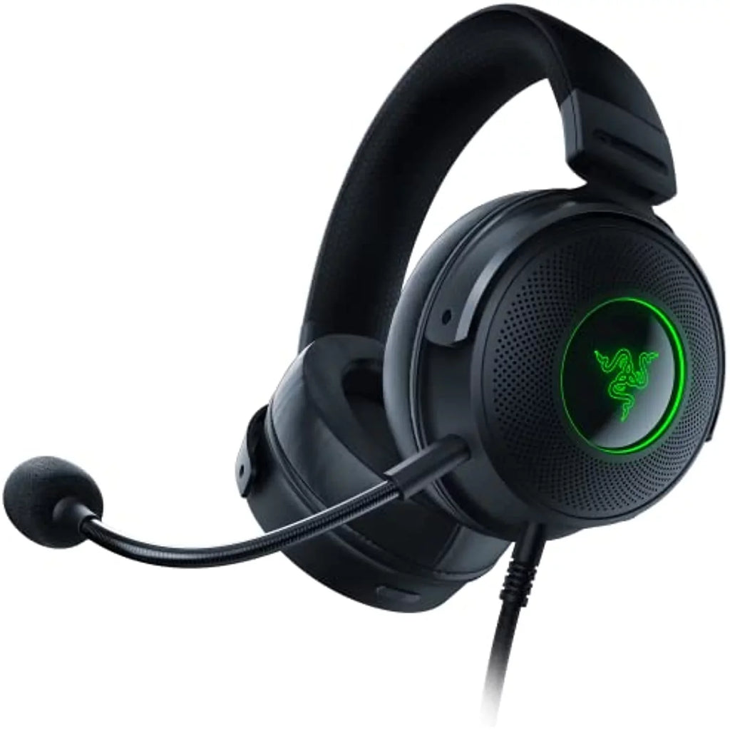 Razer Kraken V3 Hypersense Wired Usb Gaming Headset W/Haptic Technology: Triforce Titanium 50Mm Drivers - Thx Sizepatial Audio - Hybrid Fabric & Leatherette Memory Pillow Pillows - Detachable Mic