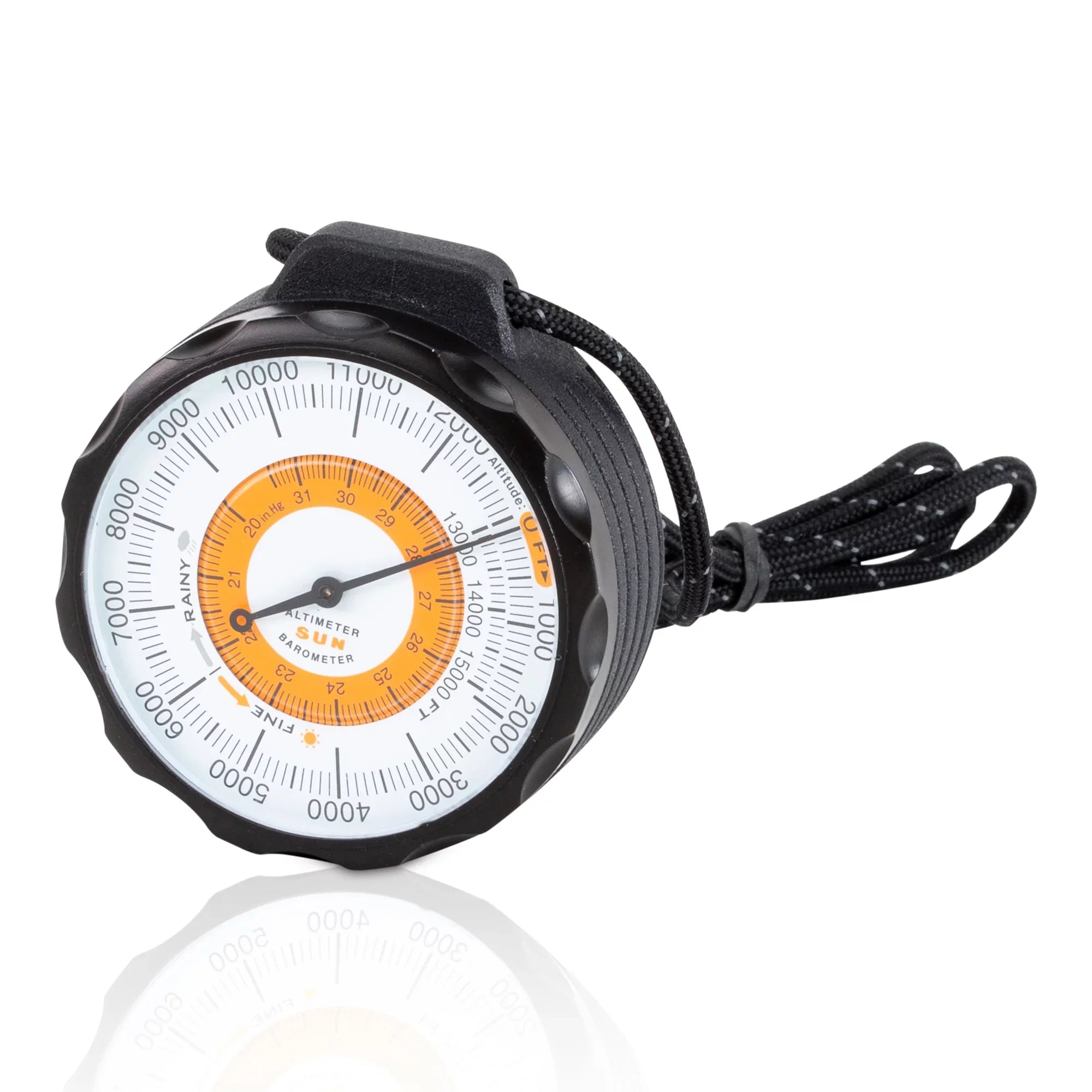 Sizeun Company Ascent Altimeter - Battery-Free Altimeter and Barometer | Weather-Trend Indicator with Rugged Aluminum Case and Reflective Lanyard | Reads Altitude from 0 to 15,000 Feet
