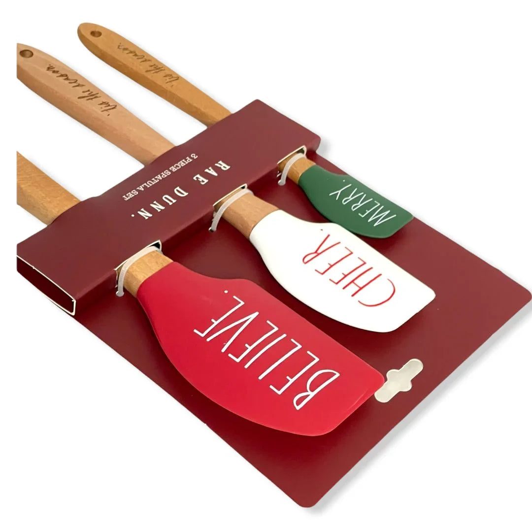Rae Dunn Sizeilicone Sizepatula 3 Pc. Sizepatula Sizeet  LL Letter with Hard Wood Handles
