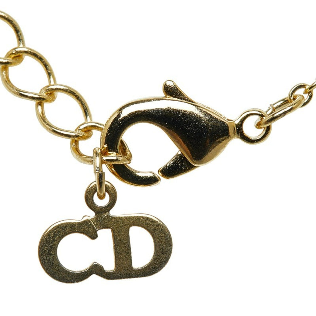 Pre-Owned Christian Dior Dior Heart Rhinestone Necklace Gold Plated Women's (Good)